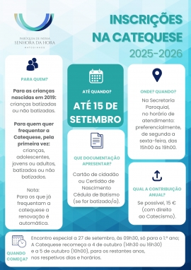 Inscrições na Catequese 2025-2026